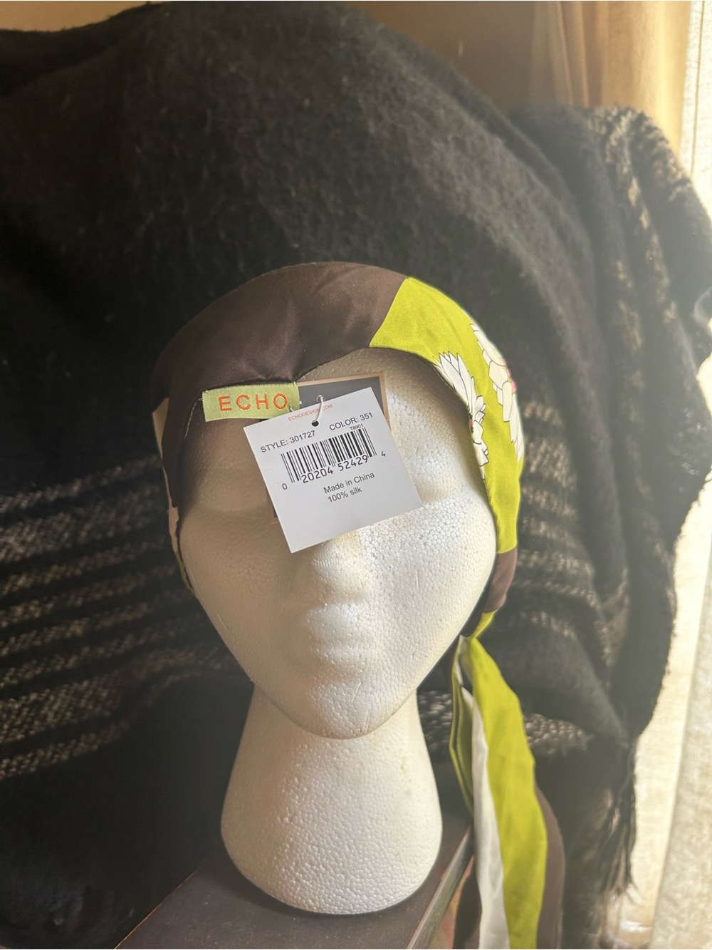 Vintage Echo 100% Silk Headscarf | Elastic & Ties | Mod Floral